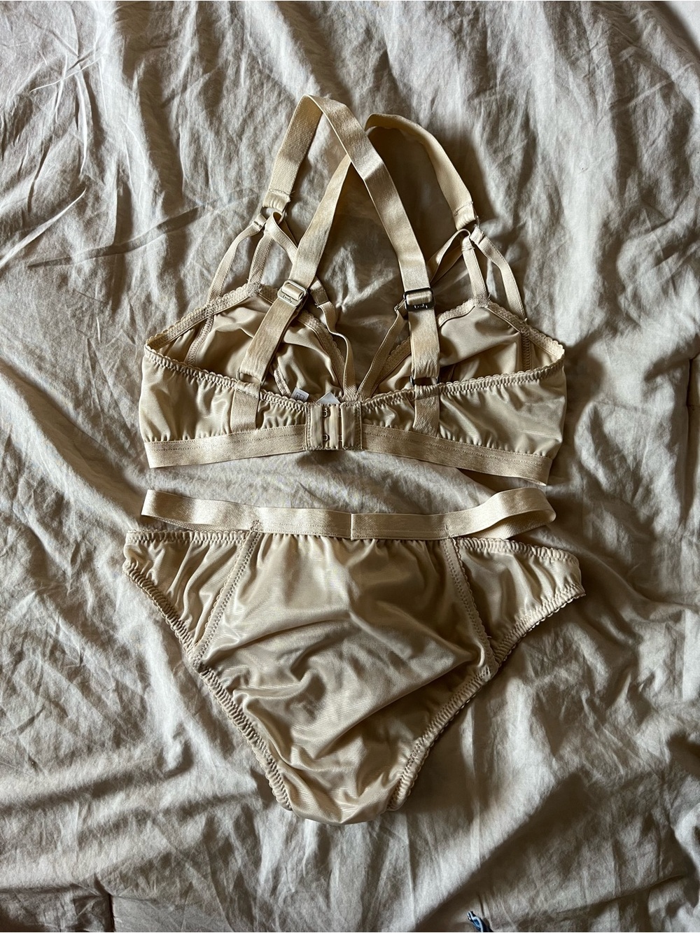 Lonely cream strappy bra and panty set - Picture 7 of 9
